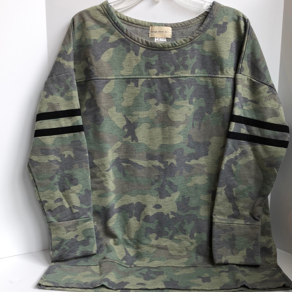 Enough About Me camouflage tunic sweatshirt Size large